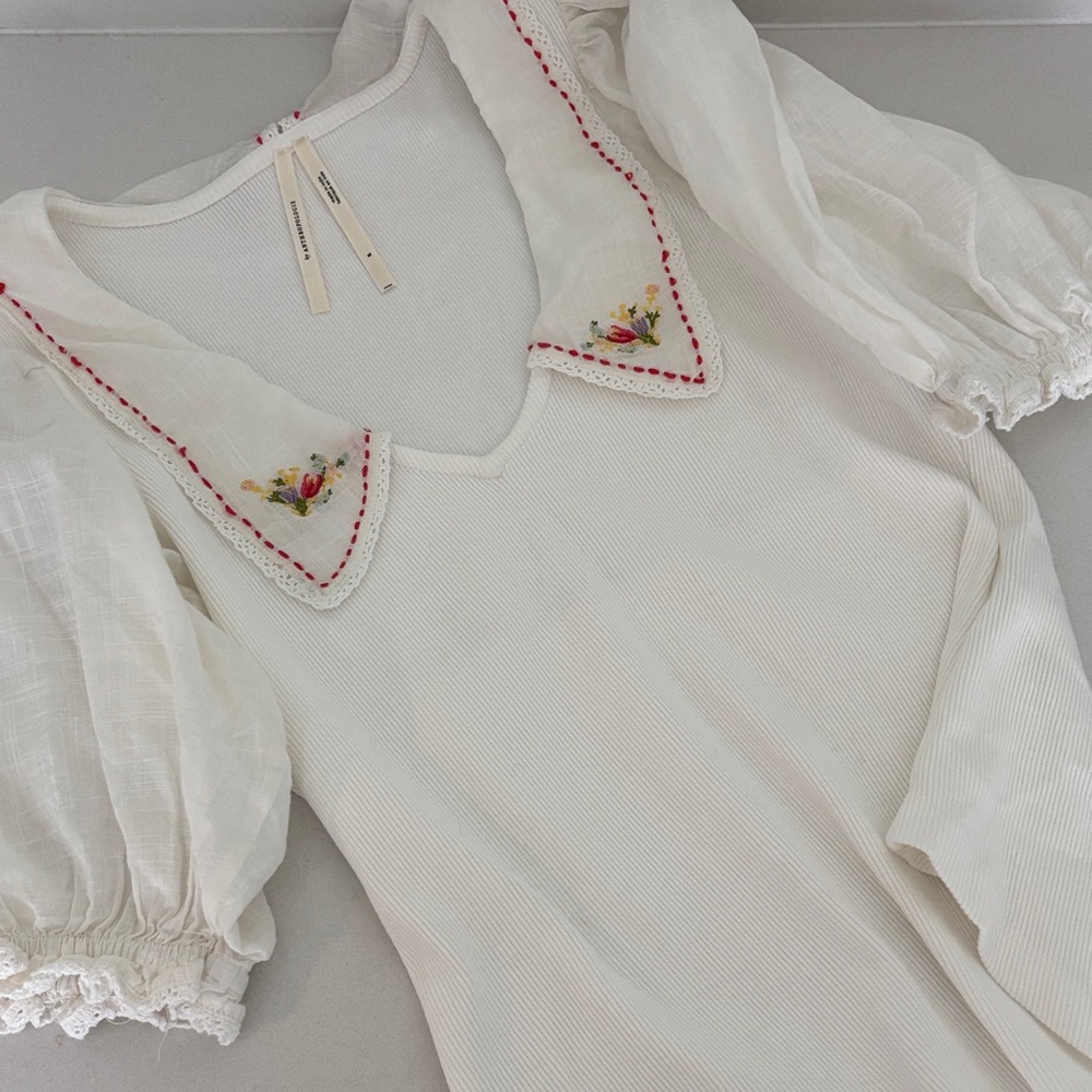 Anthropologie White knit top S